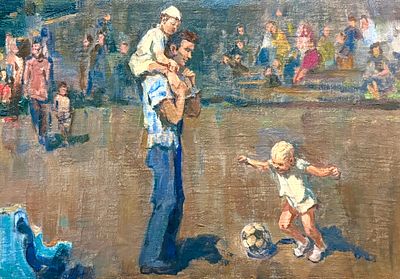 Вишняков О.Н. "Первый удар" 1971 год. РР23 Картон, масло. Размер 35х50 см. Вишняков Олег 