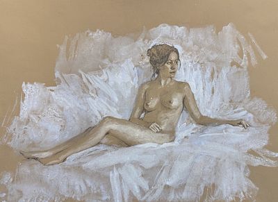 Свиридов С.А. "Обнаженная" Бумага, карандаш, белила. Размер 30х45 см. Свиридов Сергей 