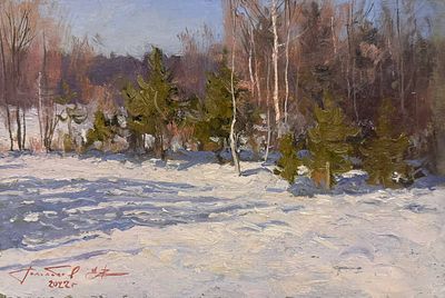 Гололобов Е.В. "В лесу" 2022 год. МР23 Картон, масло. Размер 20х30 см. Гололобов Евгений 