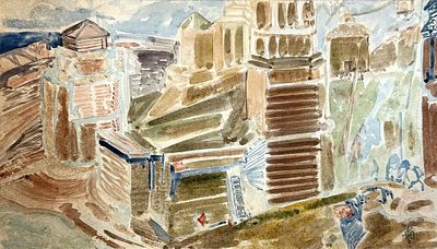 Рерих Ю.Н. Первая половина XX века. БГ23 Бумага. Акварель. Размер 14,5х25,5 см. Из коллекции 