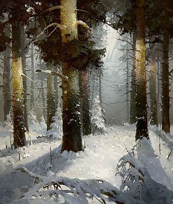 Быков В.А. &laquo;Зима в лесу&raquo;Холст, масло. Размер 60х50 см. "Быков Виктор Александрович (1958 г.р.) 