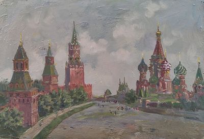 Подколзин А.А. "Красная площадь". 1967. мр23 Картон, холст, масло, 33х48 см. Александр 