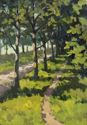 Душский С.В. "Аллея" РР23 Картон, масло. Размер 50х35 см.