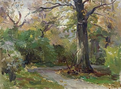 Солоницын А.П. "Тропинка" 1950-е годы. Холст без подрамника, масло. Размер 21,8х29 см. Солоницын 