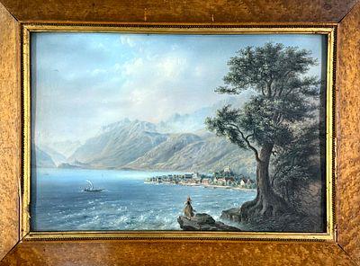 Н.Х. "Побережье" Конец XIX века. ИВ23 Европа. Бумага на картоне, темпера. Размер 33х45см.