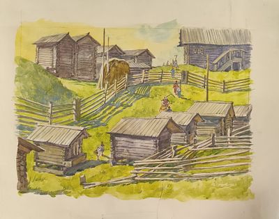 Комаров В.В. 1960-е годы. РР23 Бумага, акварель. Размер 42,5х50 см. . Комаров Валерий 