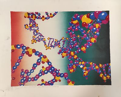 Воронков Н.Л. "В-14" 1993 год. 56\100 Цветная литография. Размер 40х50 см. Подпись автора в 