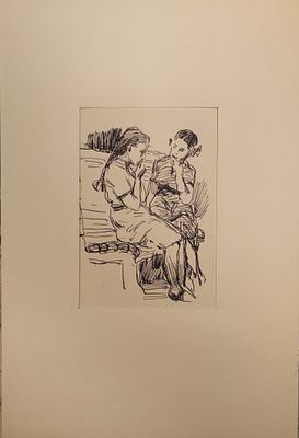 Винокуров А.В. "Маленькие сплетницы" АЛ23 Бумага, фломастер. Размер 13х9 см. Винокуров 