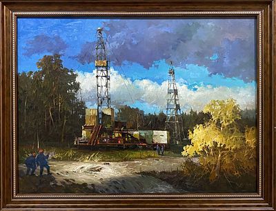 Быков В.А. "Нефтяная романтика" Россия, 2020 год. Холст, масло. Размер 52х70 см. Быков Виктор 