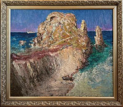 Мирошниченко П.П. "Берег мыса Казантип" 1980 год. Холст, масло. Размер 60х70 см. Мирошниченко 