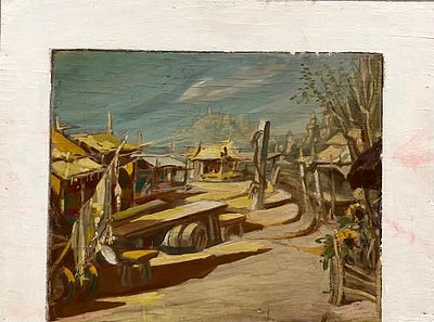 Федоровский Ф.Ф. "Эскиз декораций" 1940-е годы. Доска, масло. Размер 44х60 см. Федоровский 
