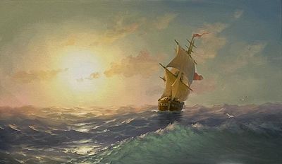 Кириллов С. "Море волнуется" МР23 Холст, масло. Размер 30х50 см.