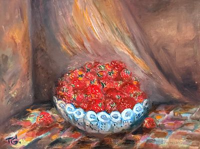 Горшкова Т.В. &laquo;Клубника&raquo; Холст, масло. Размер 30х40 см.