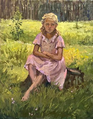 Язев И.А. "Девочка" 1955 год. АЛ23 Холст, масло. Размер 50х40 см. Язев Иван Андреевич 