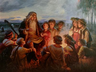 Шишкин А.А. "Сказитель" 2026 год. МР23 Холст, масло. Размер 60х80 см. Подпись автора в правом 