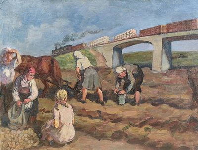 Сорокина Н.Т. "Посадка" 1950-е годы. Холст, масло. Размер 60х80 см. Сорокина Наталья Тихоновна 
