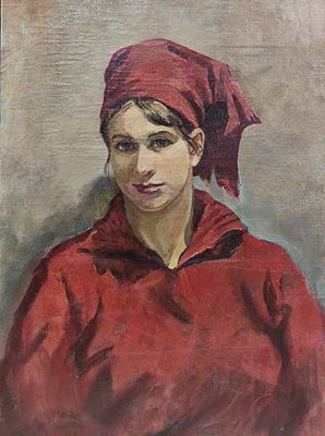 Ильин И.М. "Портрет натурщицы" 1950-е годы. АЛ23 Холст, масло. Размер 73х53 см. ИЛЬИН ИОСИФ 