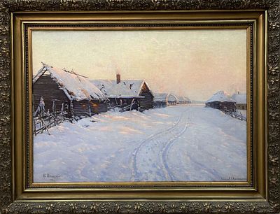 В. Шемахер (Копия В.Я. Крыжицкого) &laquo;Зимний вечер&raquo; 1911 год. Холст, масло. Размер 77х107 см. 