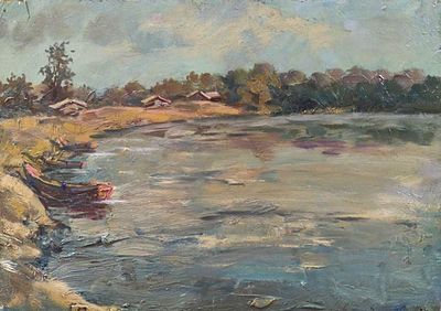 Подколзин А.А. "Енисей в Шушенском". 1966. мр23 Холст, масло, 35,5х50 см. Александр 