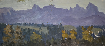 Алисов Н.В. 1970-е годы. ГЗ23 Картон, масло. Размер 27х59 см. Алисов Николай Васильевич (1929 