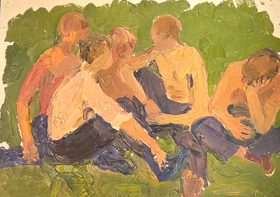 Крапивин Н.Н. 1980-е годы. ГЗ23 Картон, масло. Размер 21х29 см. Крапивин Николай Никитич 1987 . 
