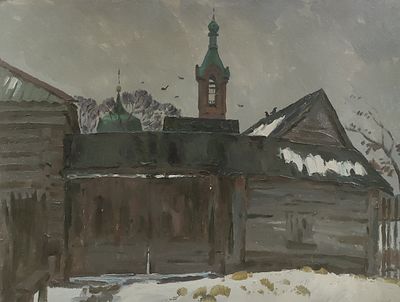 Титов А.М. 1980-е годы. ГЗ23 Картон, масло. Размер 59,5х79,5 см. ТИТОВ АНАТОЛИЙ МИХАЙЛОВИЧ 