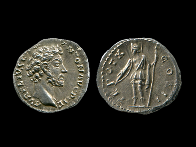 Денарий. Римская империя. Марк Аврелий. 161-180 годы. Серебро. 3.46 г