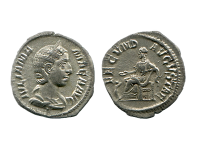 Денарий. Римская империя. Юлия Маммея, мать Александра Севера. 222-235 годы. Серебро. 2.45 г