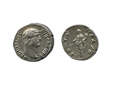 Денарий. Римская империя. Адриан. 117-138 годы. Серебро. 3.22 г, 18 мм