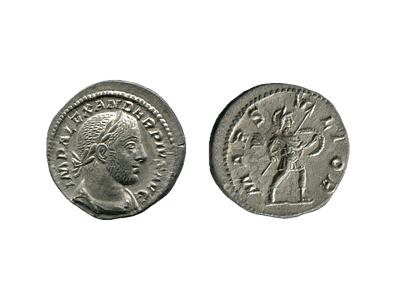 Денарий. Римская империя. Александр Север. 222-235 годы. Серебро. 3.05 г, 20 мм