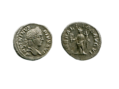Денарий. Римская империя. Каракалла. 198-217 годы. Серебро. 2.84 г, 20 мм