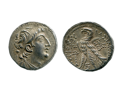 Тетрадрахма (4 драхмы). Сирия. Империя Селевкидов. Антиох VII Эвергет (Сидет). 138-129 годы до 