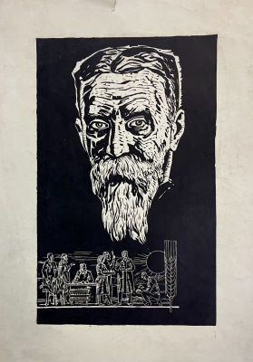 Тимирязев. Линогравюра. Размер 62х47,5 см.