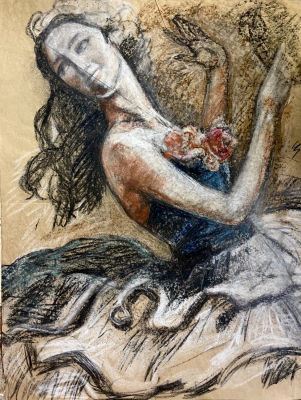 Эскиз Балерина. Ткаченко В.И. 1968 год. Бумага, уголь, пастель. Размер 89х69 см. Ткаченко 