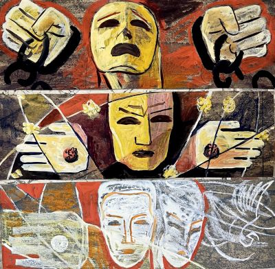 Эскиз мозаичного панно. Ткаченко В.И. 1969 год.3шт. Бумага, гуашь, смешанная техника. Размер 