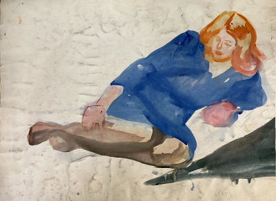 Этюды женщины. Ткаченко В.И. 1973 год. Бумага, акварель, смешанная техника. Размер 61х77 см. 