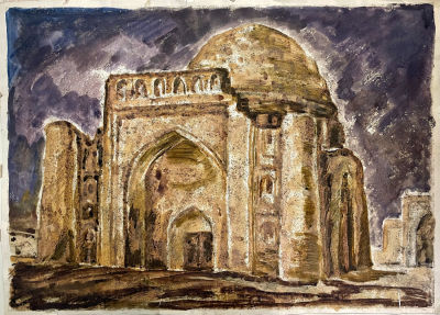 "Бухара, Мавзолей Сайф ад-Дин Бохарзи" Лигачева Александра Иосифовна. 1969 год. Бумага 