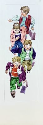 «Мальчишки» Юдин В.В. Бумага, карандаш, акварель. Размер 30х12 см. Юдин Владимир Владимирович