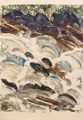 Раубе-Горчилина Мария Вячеславовна (1900–1979). Композиция. Бумага, масло. Размер 39х27 см. Рауб