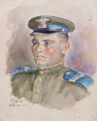 Солоницын А.П. "М. Доронов" 1946 год. ГЗ23 Бумага, акварель. Размер 34х27 см. Подпись автора в 