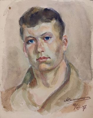 Солоницын А.П. 1947 год. ГЗ23 Бумага, акварель. Размер 25,5х23 см. Подпись автора в правом 