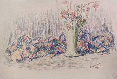 Солоницын А.П. 1943 год. ГЗ23 Бумага, цветные карандаши. Размер 21х32 см. Подпись автора в 