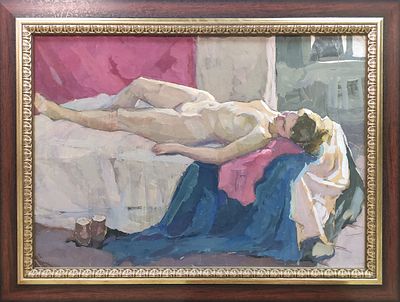 Вишняков О.Н. "Обнаженная натурщица" 1960-е годы. ИВ23 Картон, гуашь. Размер 56х79 см. ВИШНЯКОВ 