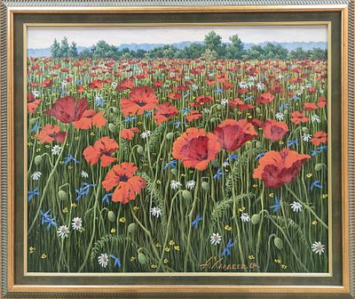 Халдеев А.В. "Маковое поле" 2004 год. ИВ23 Холст, масло. Размер 55х66,5 см. Халдеев Александр 