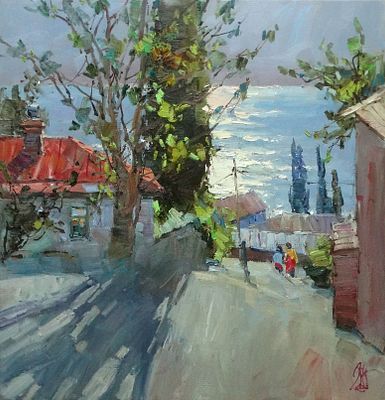 Поздеев С.А. "Утро в Алупке" 2024 год. Холст, масло. Размер 50х50 см. Сергей Александрович 