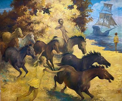 "Энергия молодости" 1970-е годы. БГ23 Холст, масло. Размер 85х100 см.
