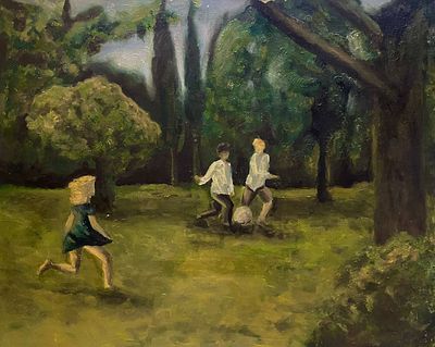 Ротанов Н.М. "Игра в футбол" 2000-е годы. БГ23 Холст, масло. Размер 80х100 см. Ротанов Николай 