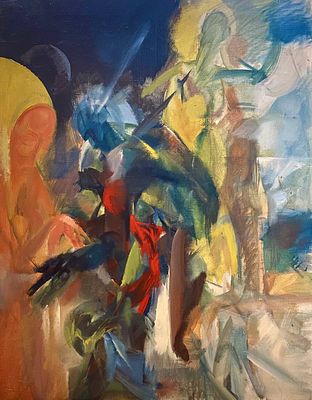 Семенов А.А. "Городская цветодинамика" 1984 год. БГ23 Холст, масло. Размер 89,5х69,5 см.