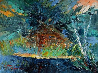 Буданов В.В. "Озерный скит" 2016 год. Холст, масло. Размер 30х40 см. Буданов Валерий Викторович 