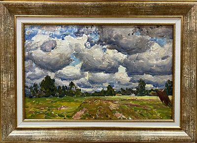 Бурный день. 1987 год. Парамонов В.А. Картон, масло. Размер 25х38 см. ПАРАМОНОВ ВАСИЛИЙ 